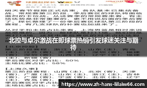北控与卓尔激战在即球票热销引发球迷关注与期待